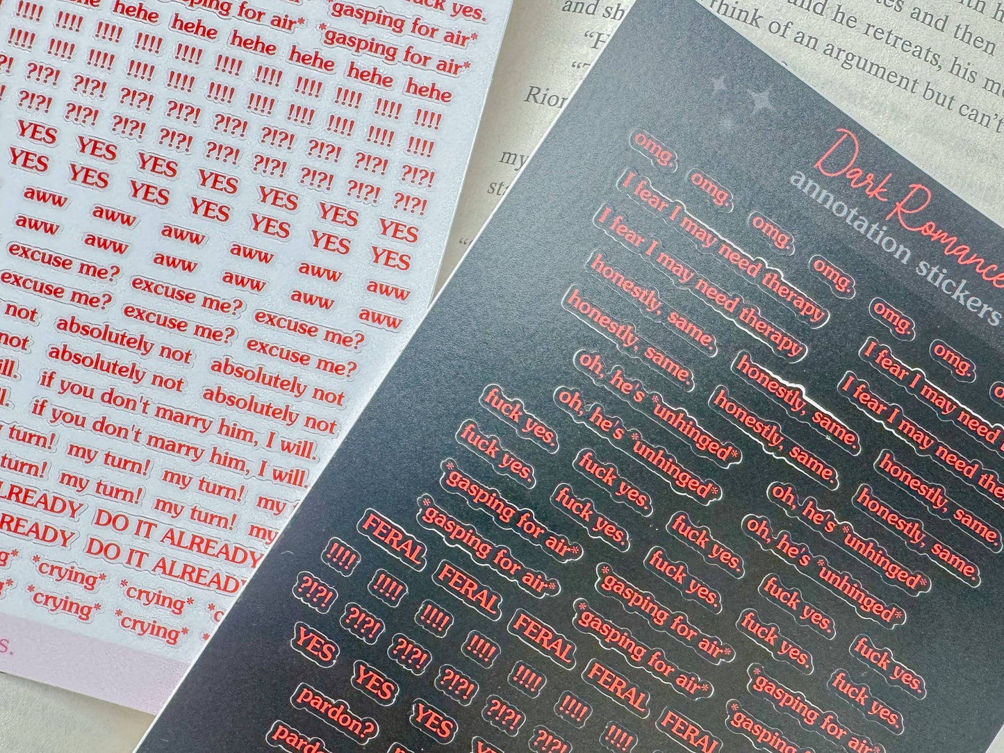 Dark Romance Annotation Sticker Sheet