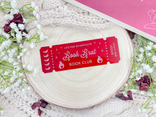 Book Brat Book Club Ticket - Red Acrylic Bookmark