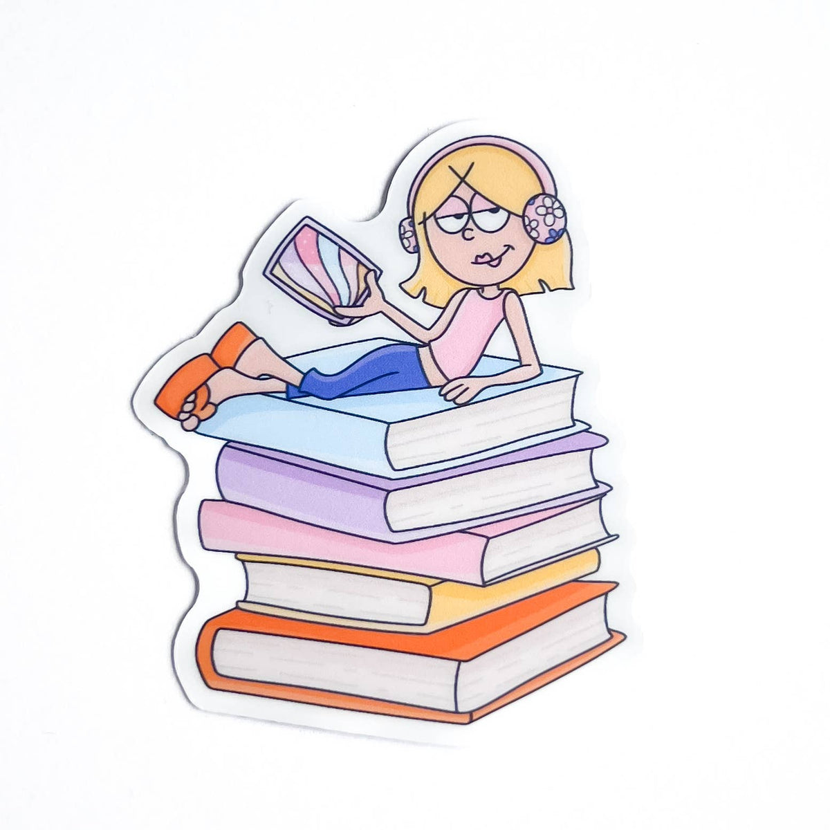 Cute Bookish Girl Vinyl Sticker | Bookish Stickers | Trendy
