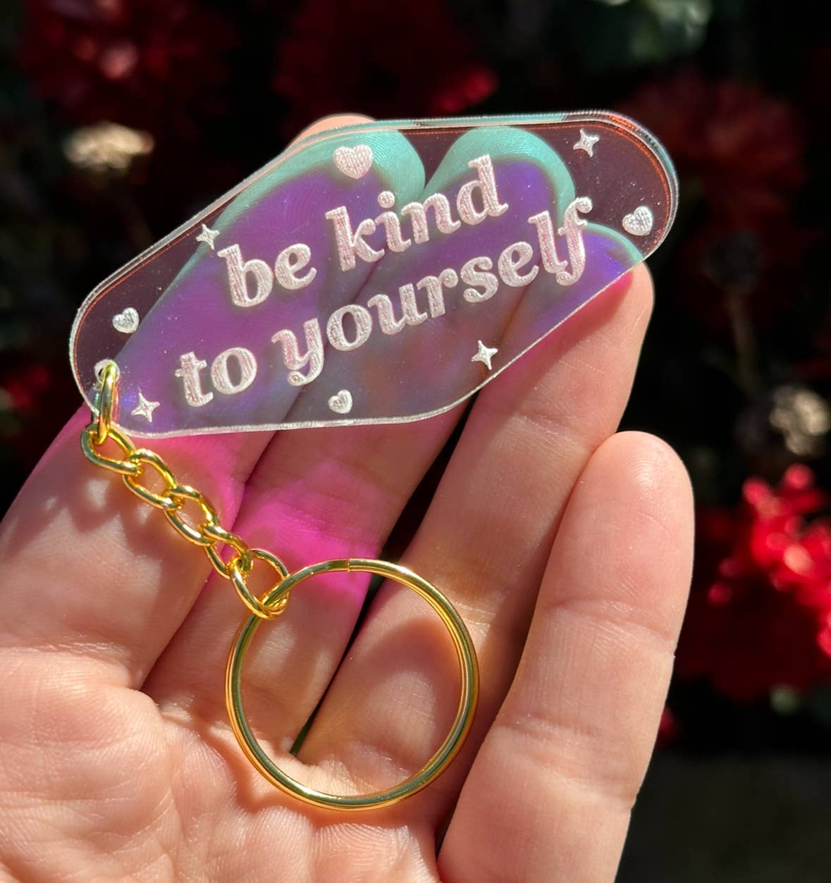 Be Kind To Yourself Motel Iridescent Keychain