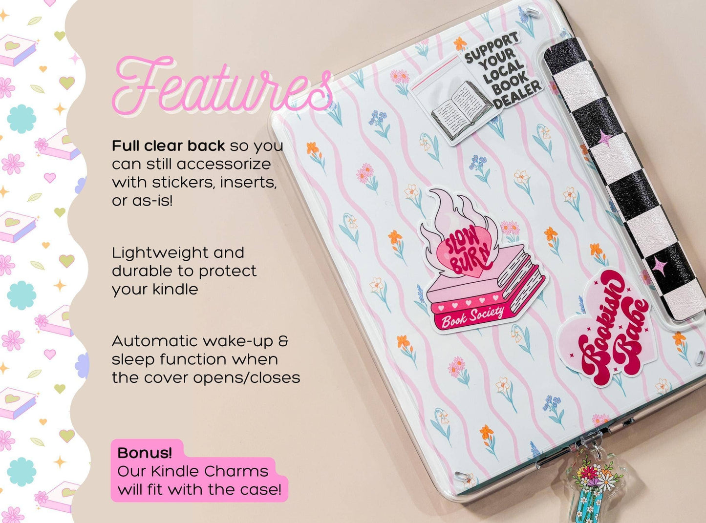 Cherries with a Book Whore Kindle Case with Clear Back