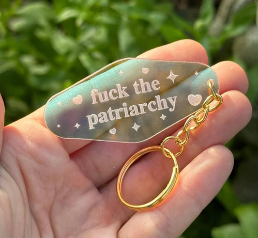 Fuck The Patriarchy Iridescent Acrylic Motel Style Keychain