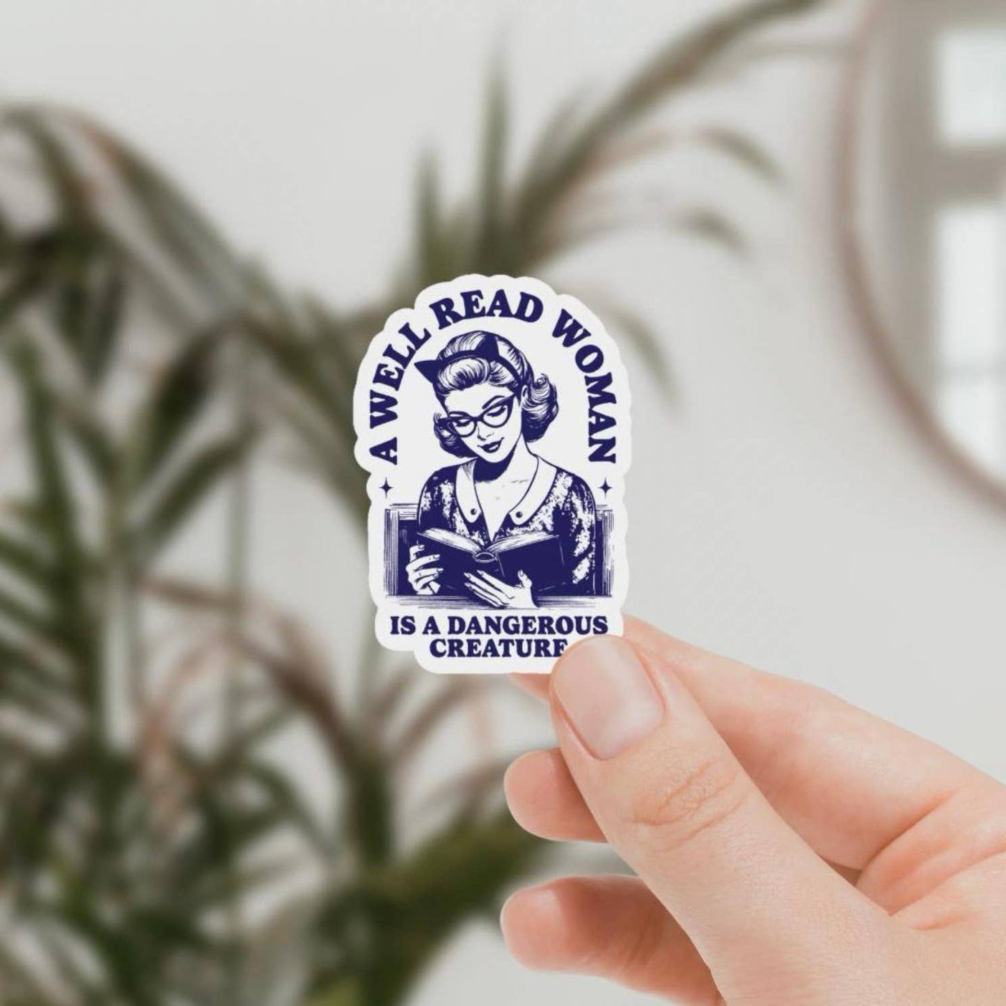 Well Read Woman Waterproof Sticker