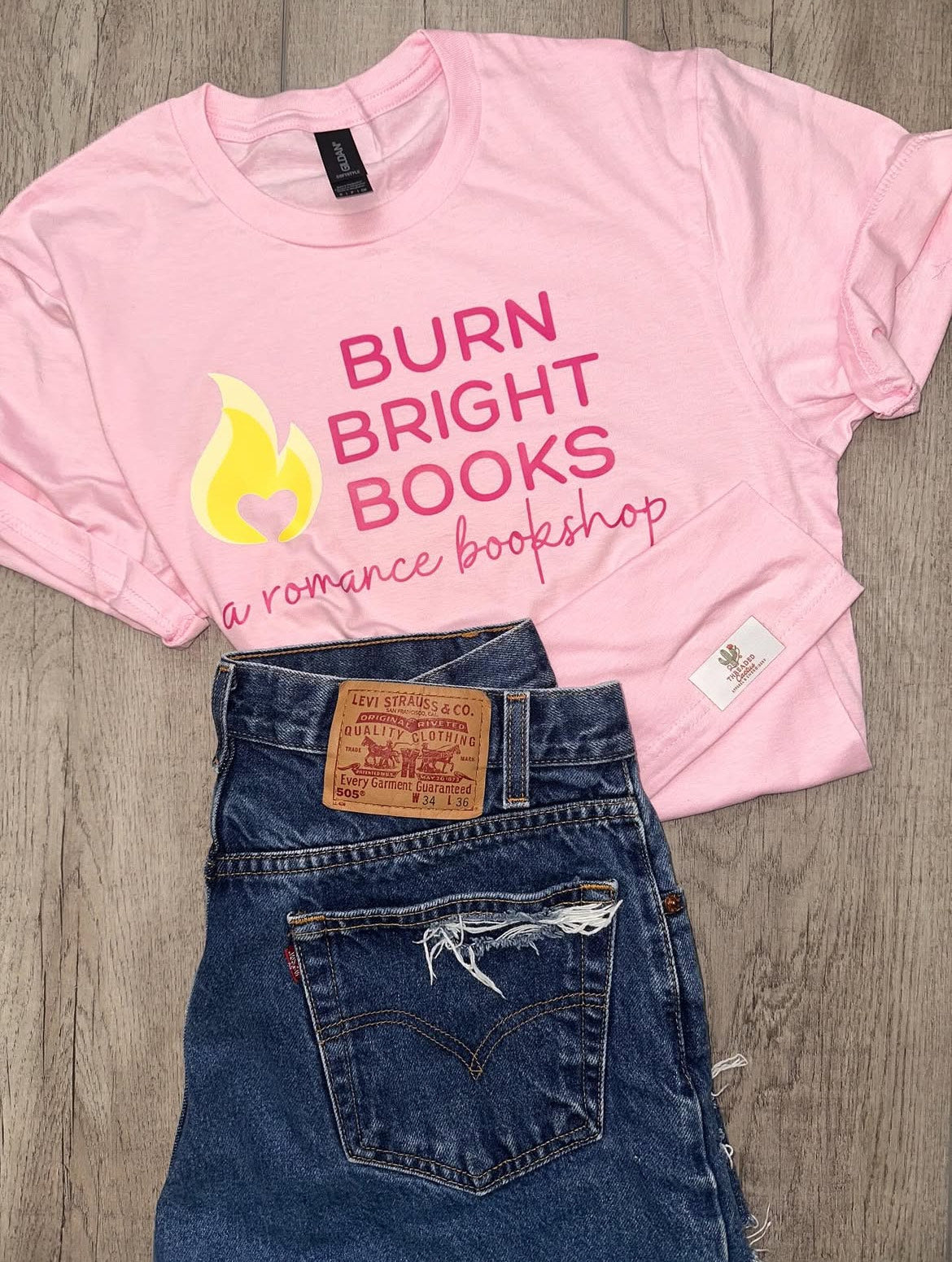 Burn Bright Books Pink Crew Neck T-shirt