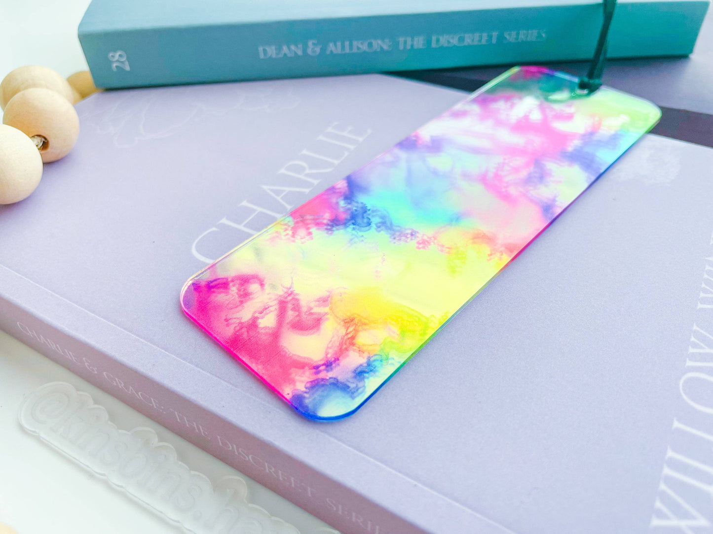 Rainbow Iridescent Ink Acrylic Bookmark