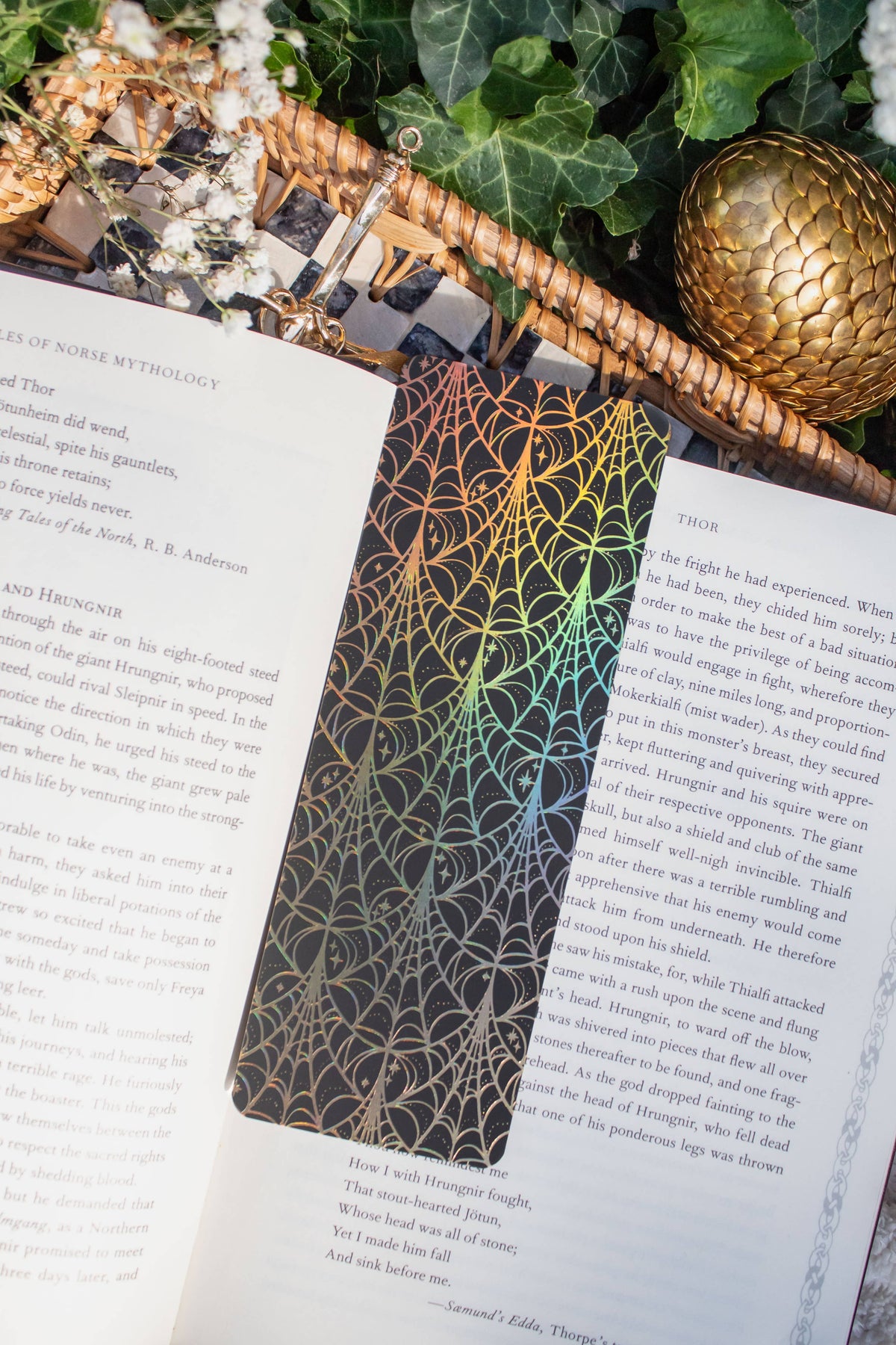 Spooky Spiderweb Nouveau Halloween Foil Bookmark