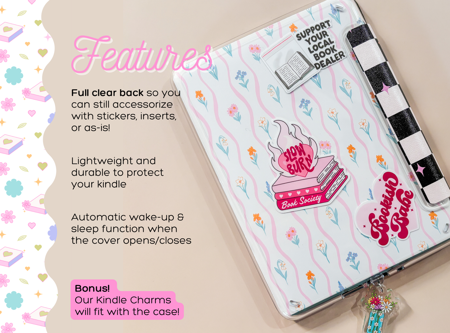 Pride Clear Back and Handstrap Kindle Case