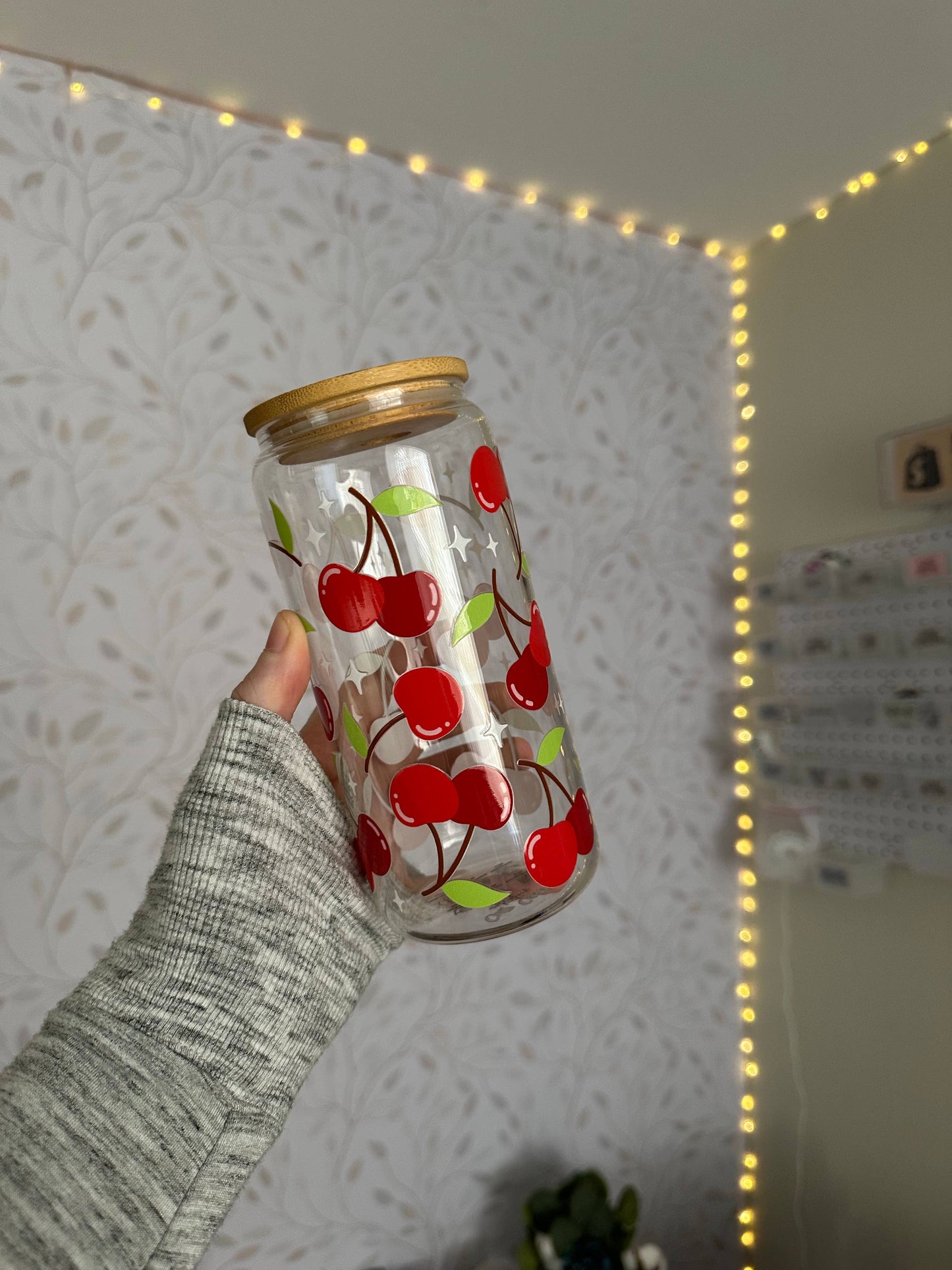 Cherry | 20 oz Glass Tumbler with Bamboo Lid & Straw