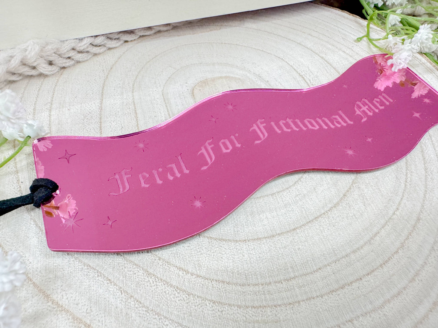 Feral For Fictional Men - Pink Mirror Wavy Bookmark