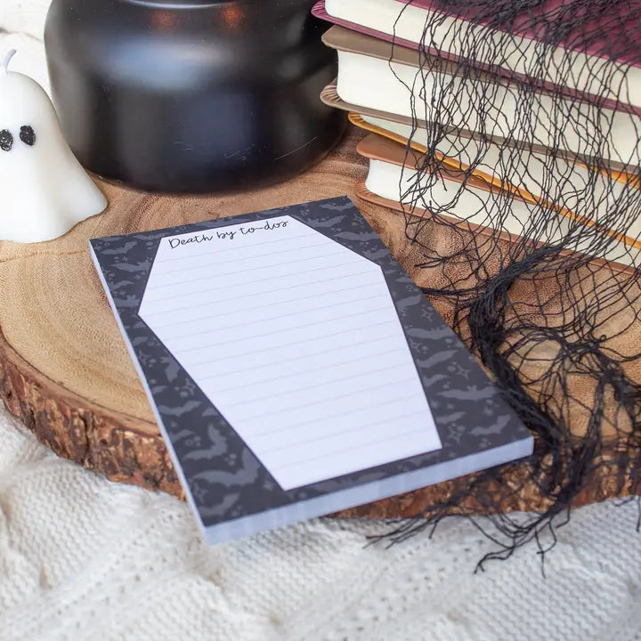 4x6 Death By To-Dos Notepad | Coffin Halloween Stationery
