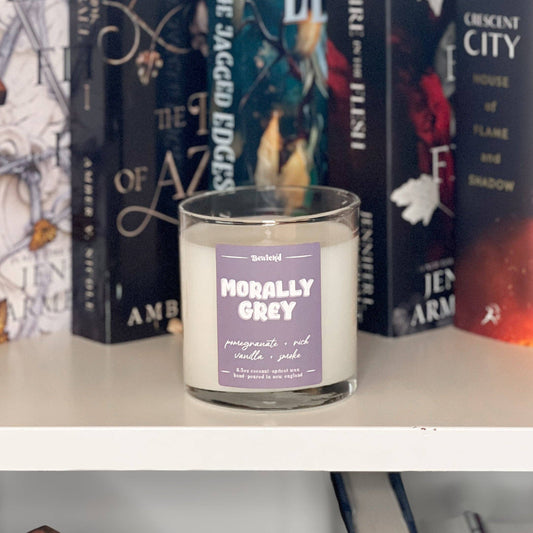 Morally Grey Candle - Book-Inspired Luxury Coconut Apricot Wax