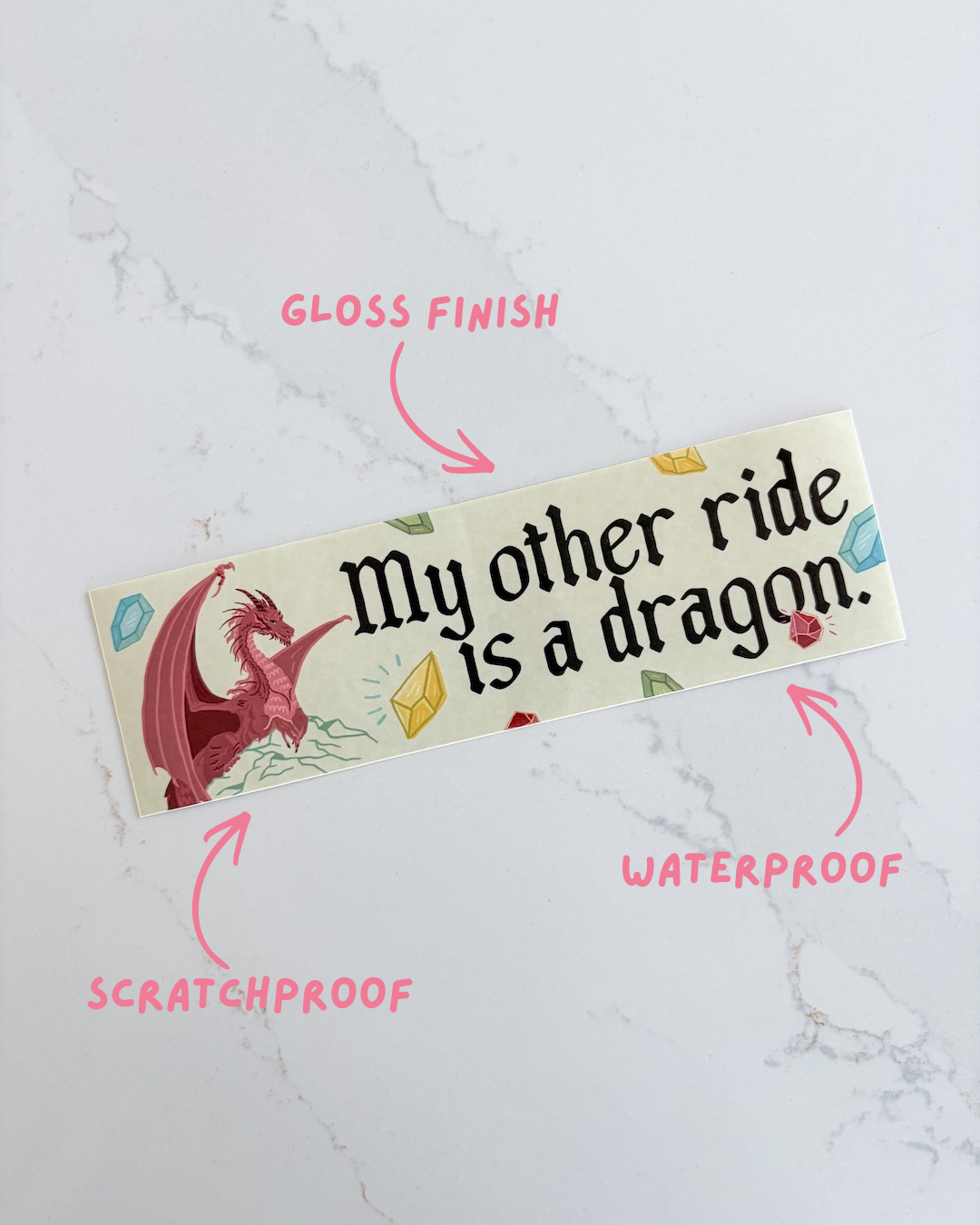 My Other Ride is a Dragon Bumper Sticker | Bookish Gifts