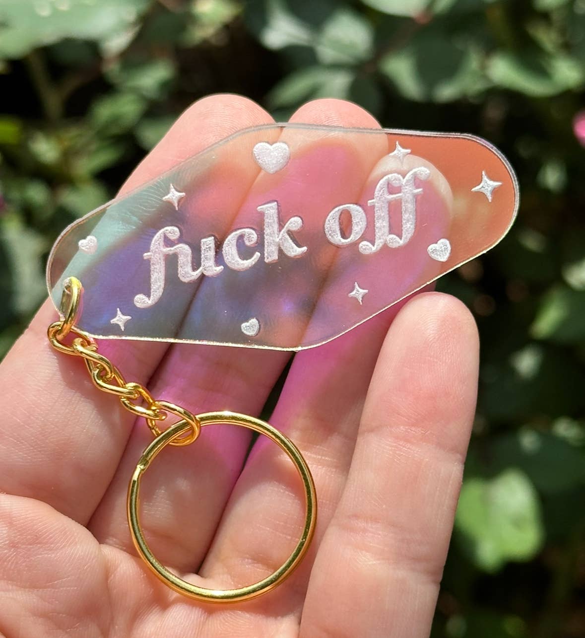 Fuck Off Motel Iridescent Keychain