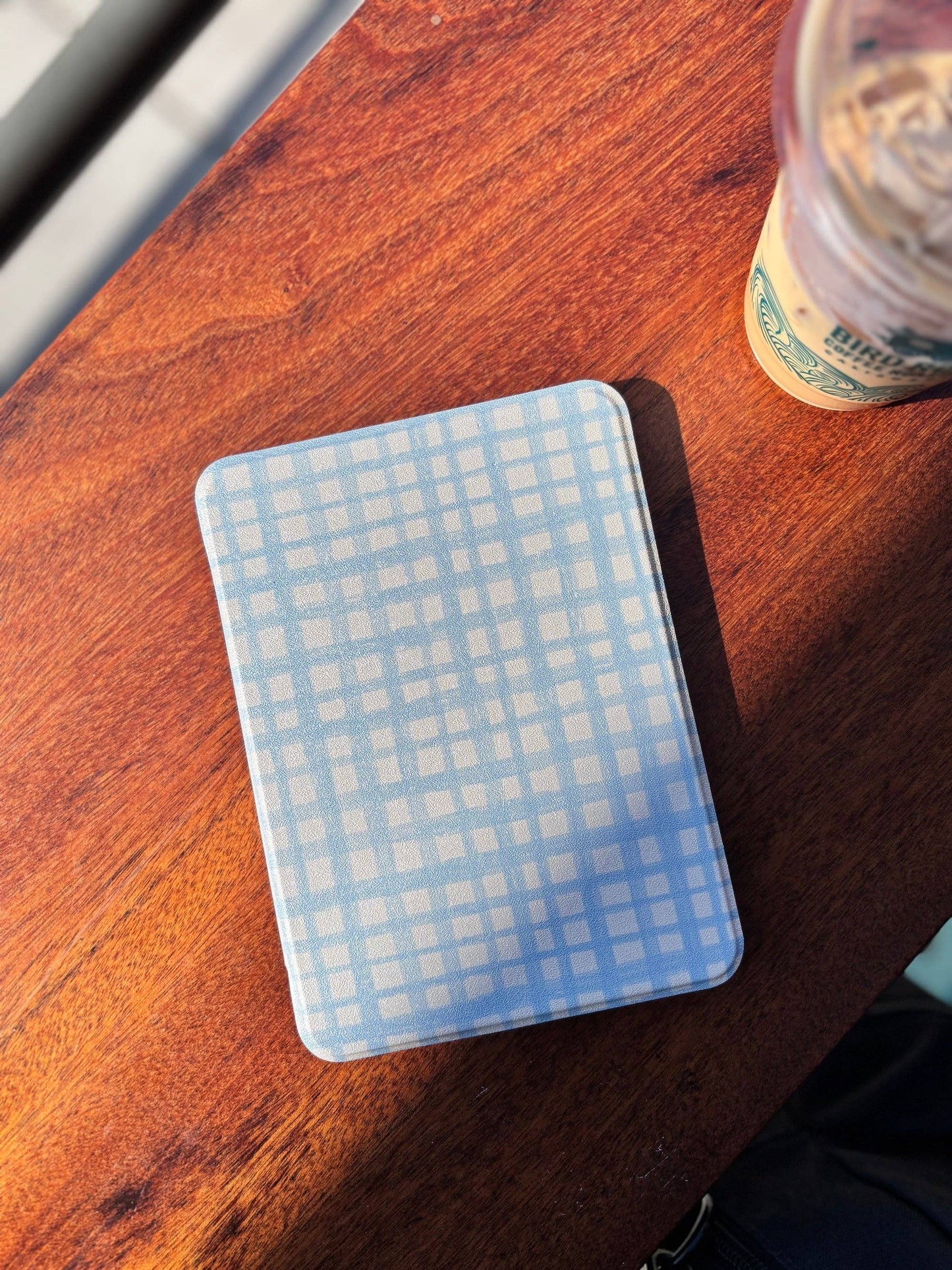 Soft Blue Gingham Kindle Case
