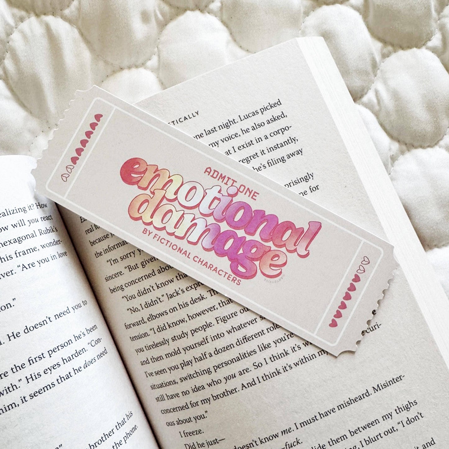 Ticket to Emotional Damage by Fictional Characters Die-Cut Bookmark