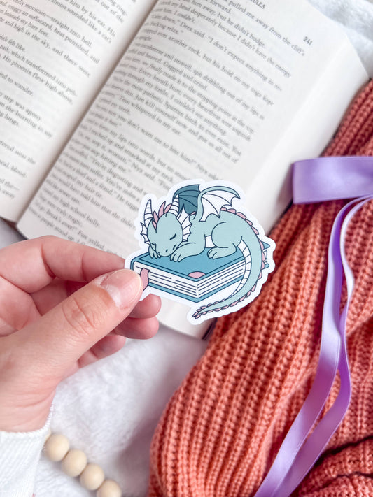 Book Dragon Sticker | Fantasy Stickers | Handmade Stickers