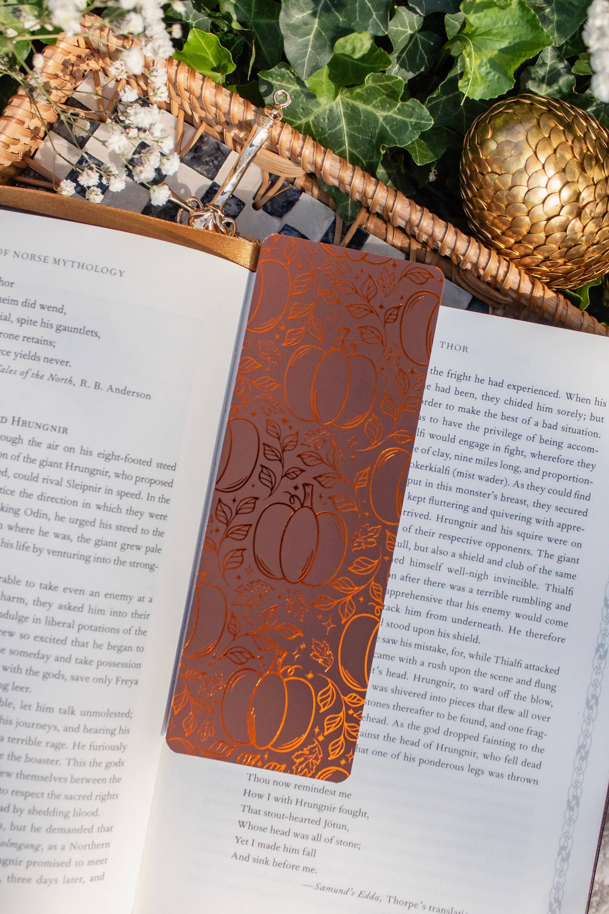 Autumn Pumpkin Spice Fall Foil Bookmark