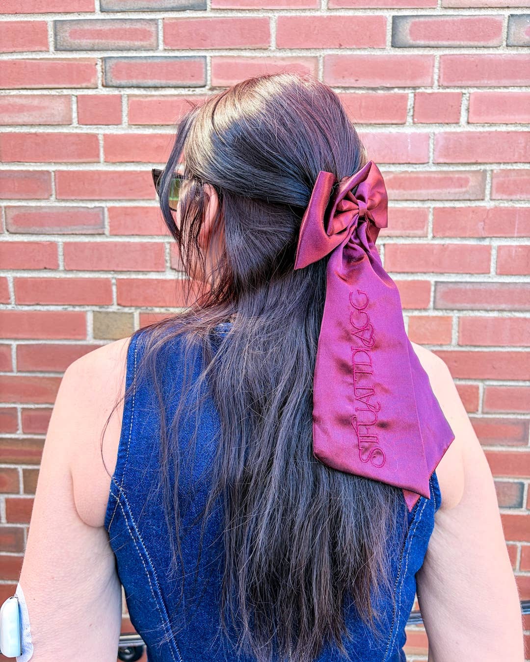 STFUATTDLAGG Hair Bow Clip | Romance Embroidered Satin Bow