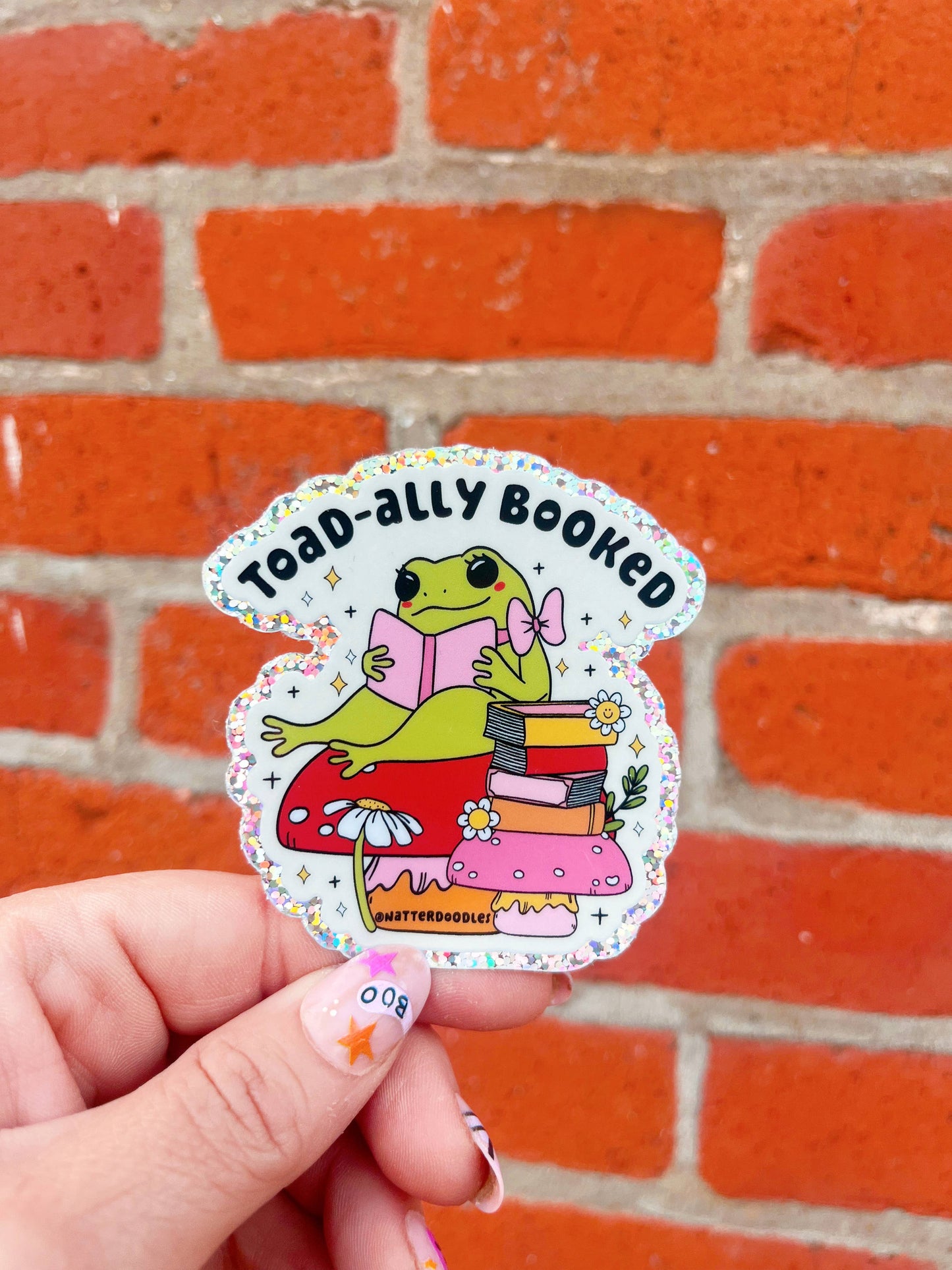 Toad-ally Booked Reading Sticker – Frog on Mushroom Vinyl
