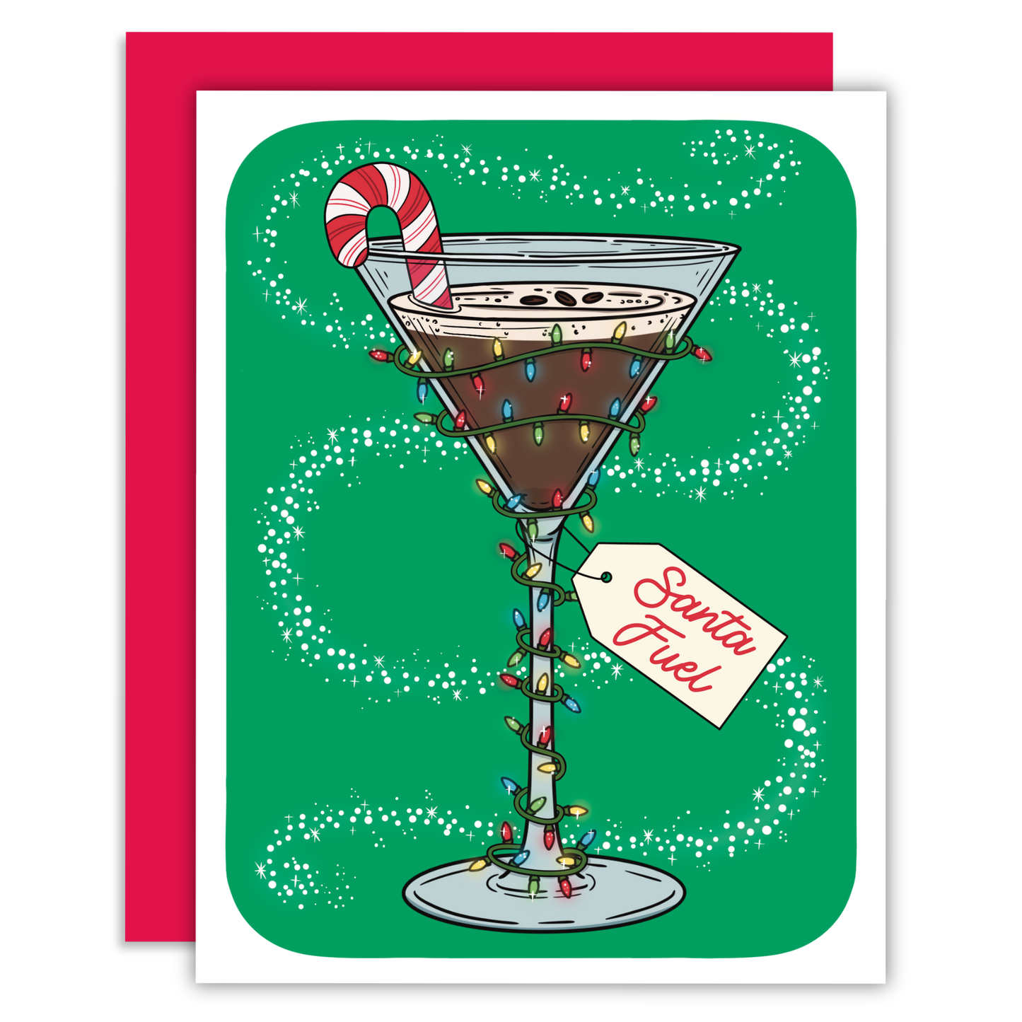 Santa Fuel Espresso Martini Christmas Cocktail Greeting Card
