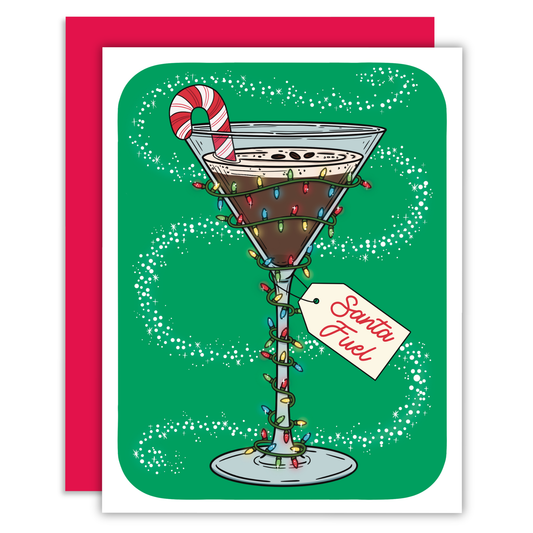Santa Fuel Espresso Martini Christmas Cocktail Greeting Card