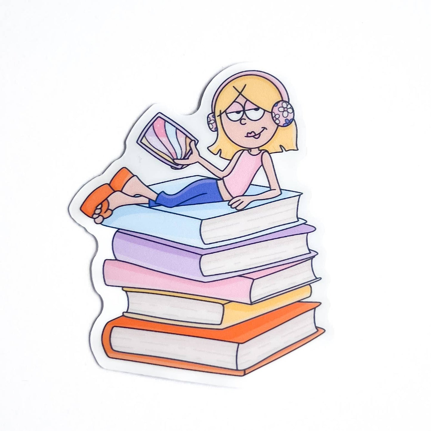 Cute Bookish Girl Vinyl Sticker | Bookish Stickers | Trendy