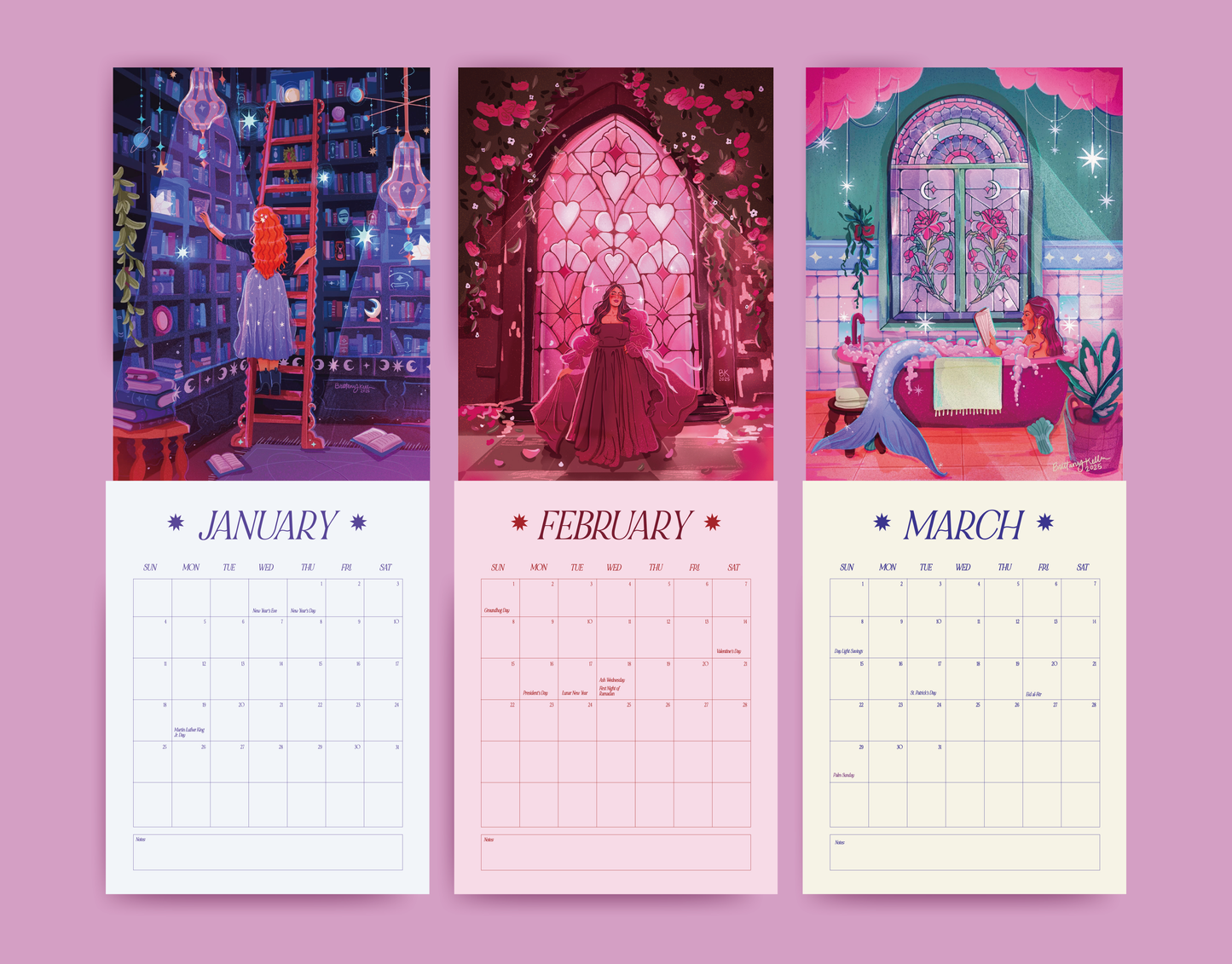 2026 Brittany Keller Art Wall Calendar