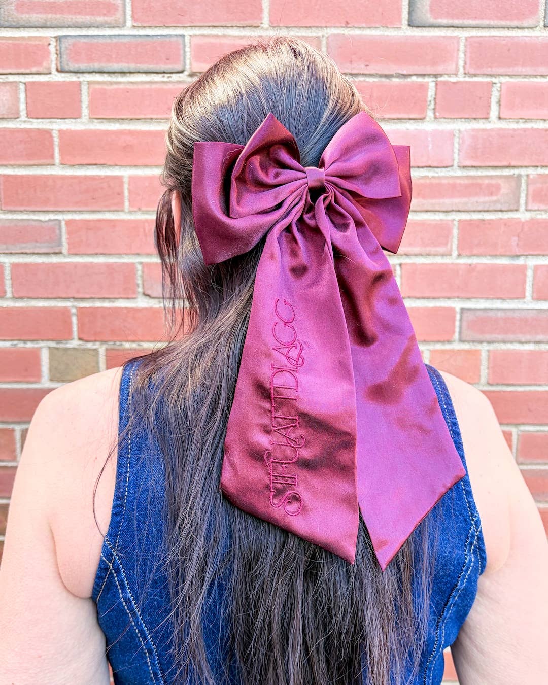 STFUATTDLAGG Hair Bow Clip | Romance Embroidered Satin Bow