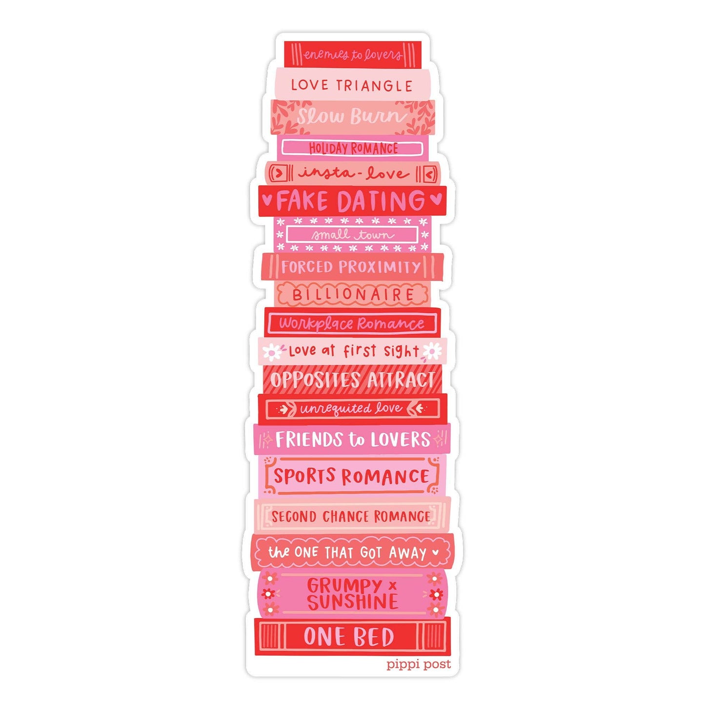 Romance Tropes Book Stack Transparent Bookmark
