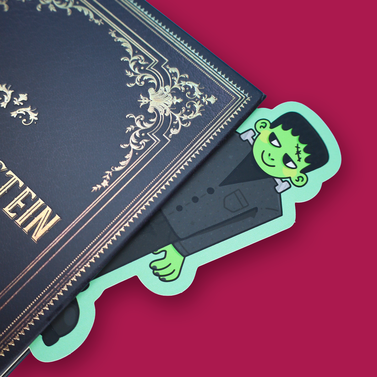 Green Stitched Spooky Monster Literary Bookmark