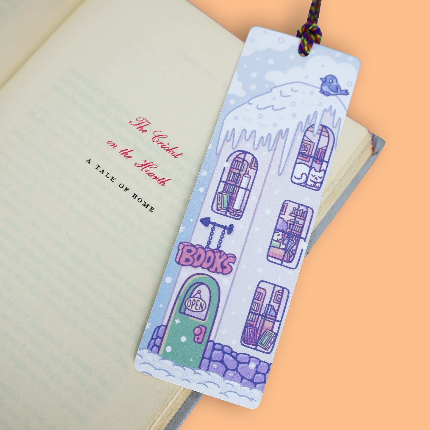 Snowy Bookshop, Cozy Reader, Gift, Winter Bookmark