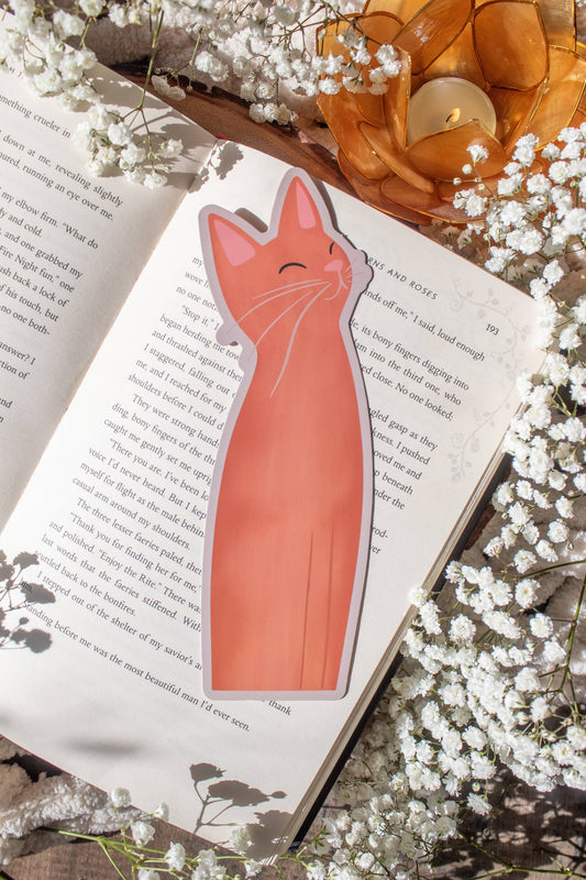 Orange Kitty Cat Die-Cut Bookmark