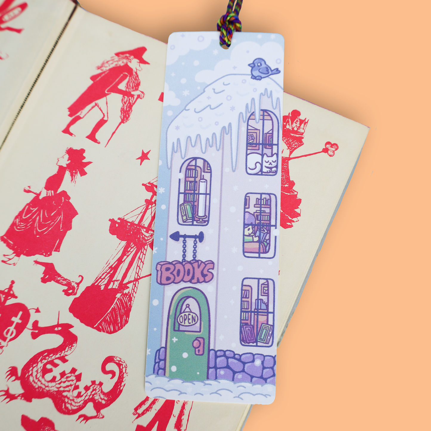 Snowy Bookshop, Cozy Reader, Gift, Winter Bookmark