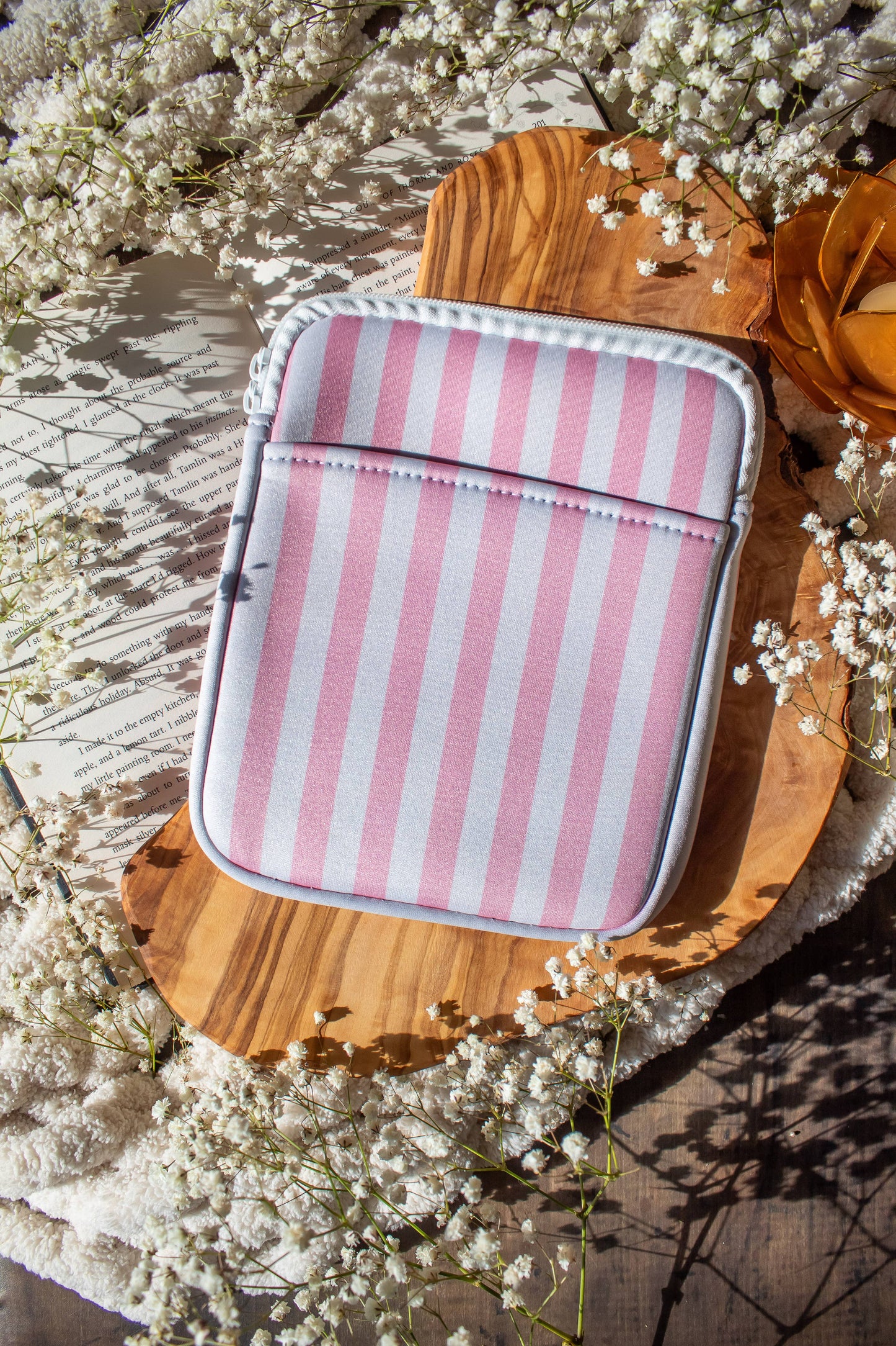Pink Stripes Neoprene E-Reader/ Tablet Sleeve