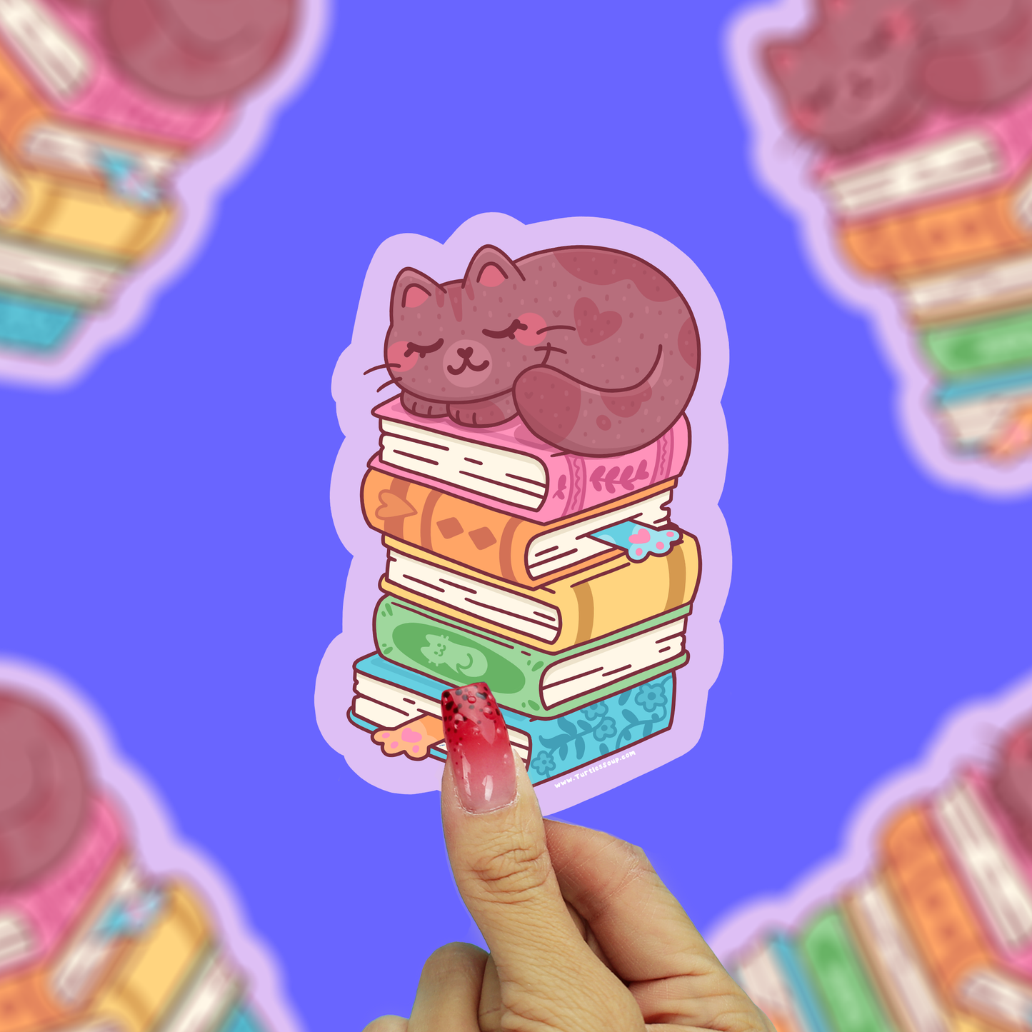 Bookstack Kitty Sleeping Cat Reading Vinyl Sticker