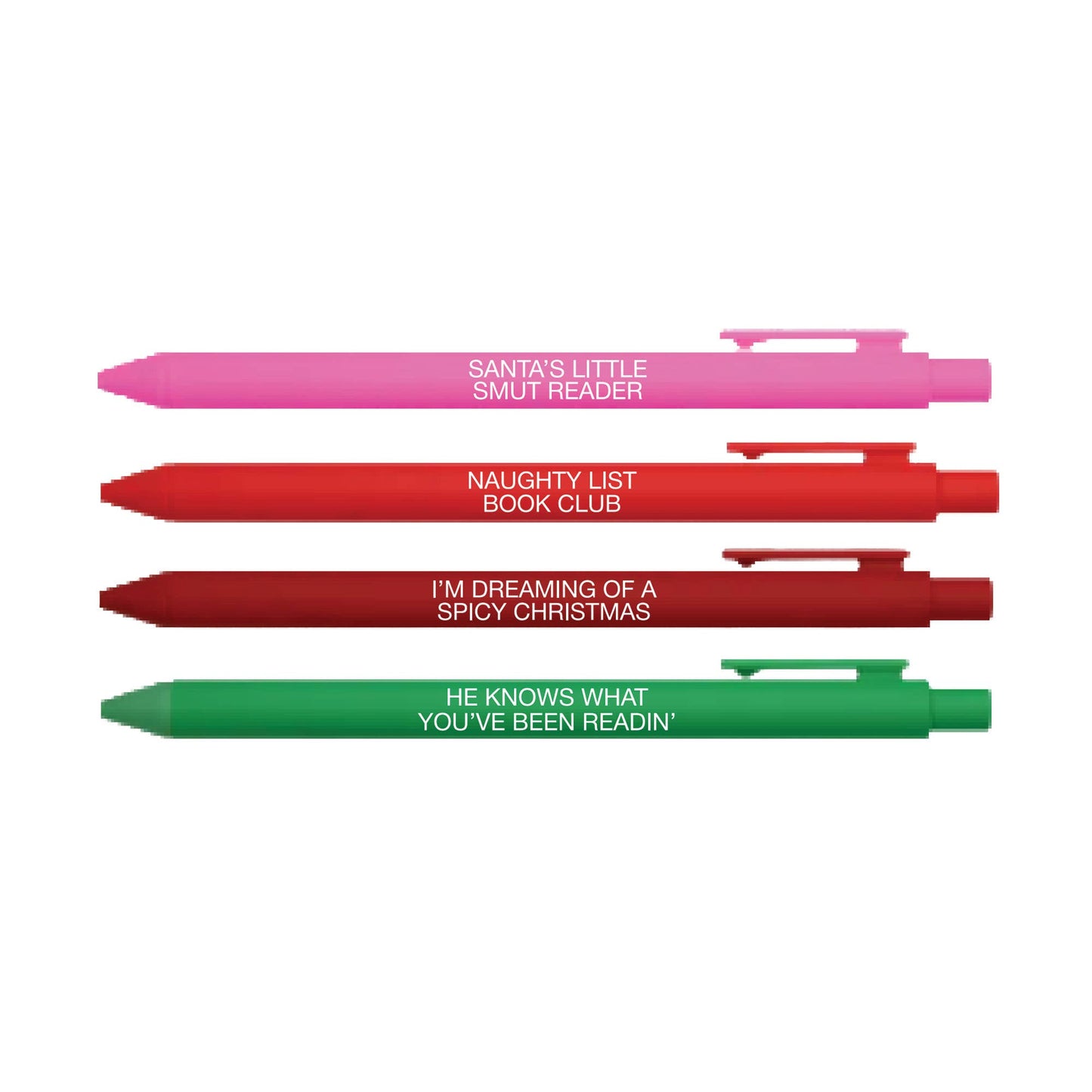 Spicy Bookish Holiday Pen Set – 4-Pack Pens for Smut Lovers