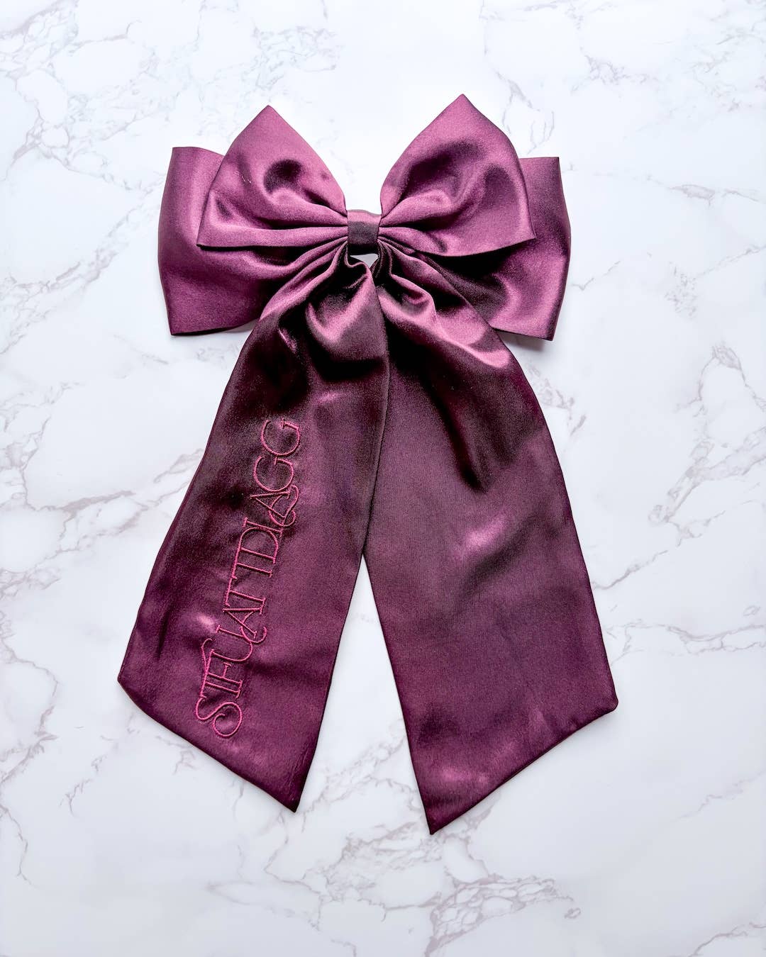 STFUATTDLAGG Hair Bow Clip | Romance Embroidered Satin Bow