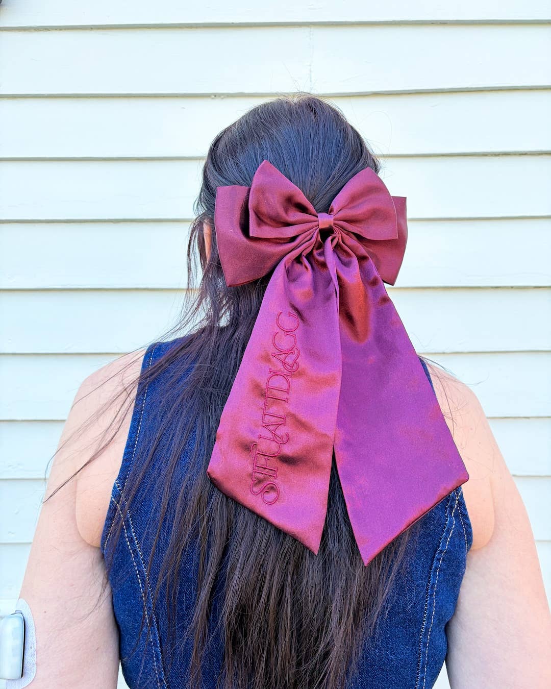 STFUATTDLAGG Hair Bow Clip | Romance Embroidered Satin Bow