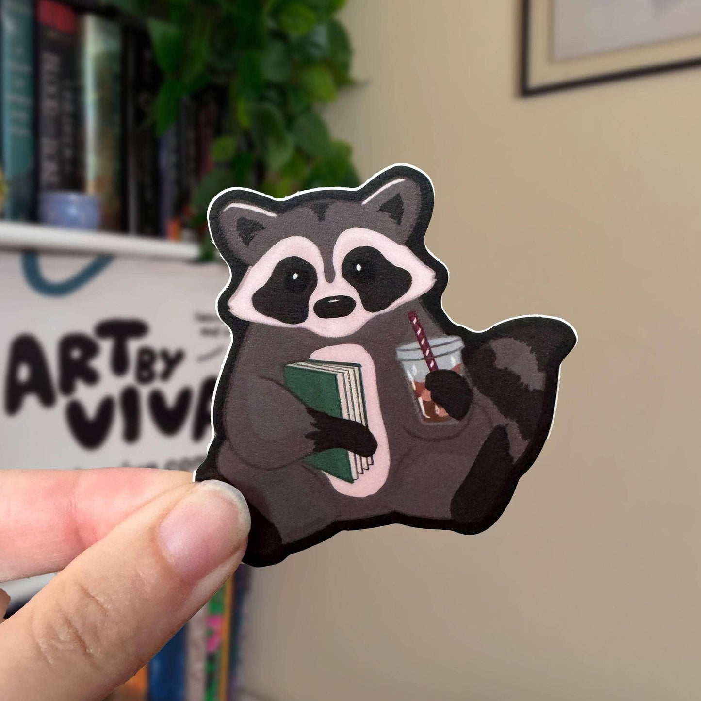 Cute Raccoon Trash Reader Sticker