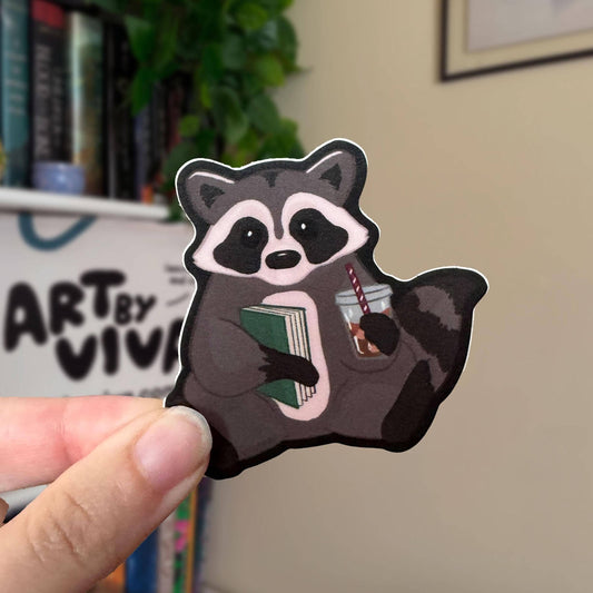 Cute Raccoon Trash Reader Sticker