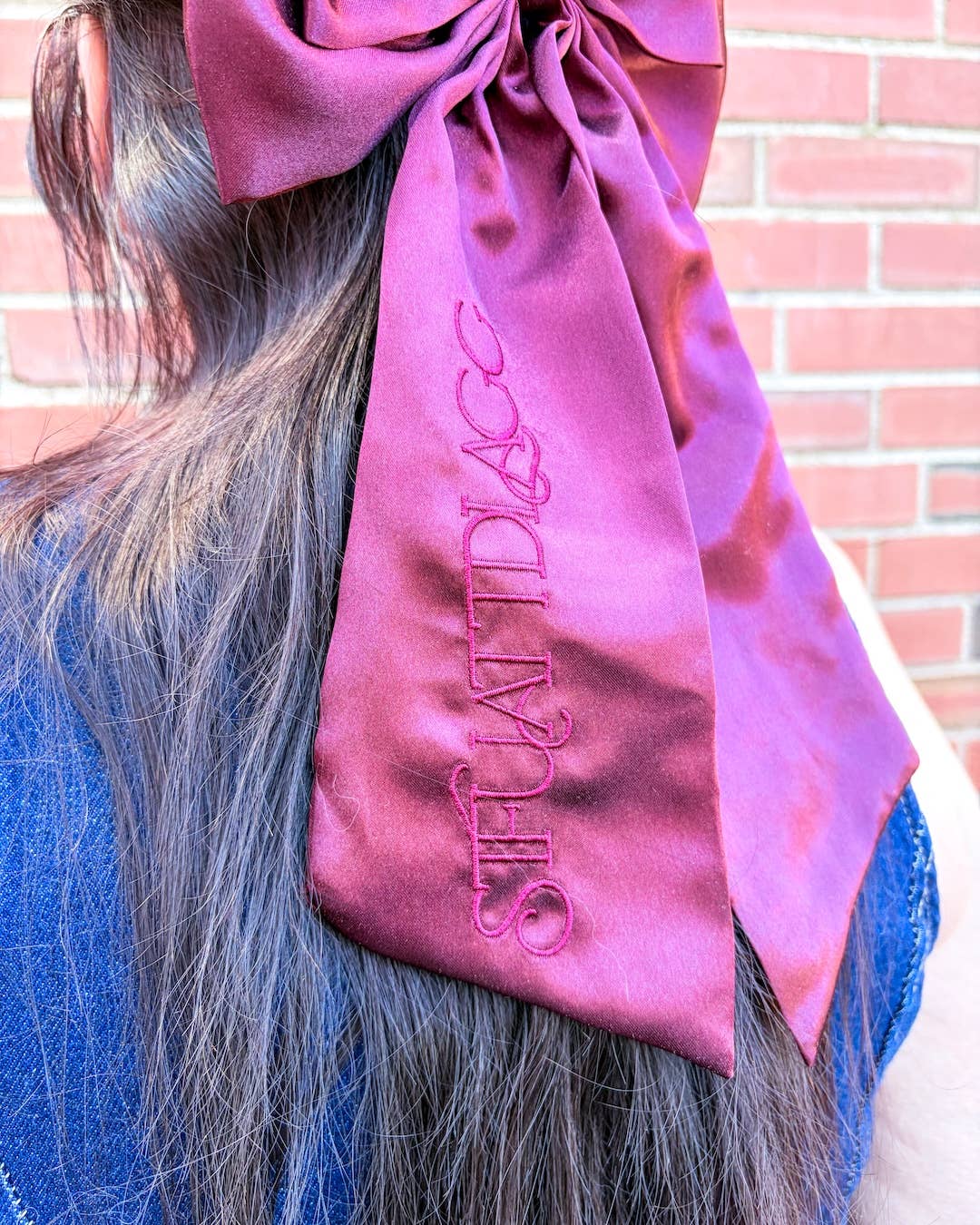 STFUATTDLAGG Hair Bow Clip | Romance Embroidered Satin Bow