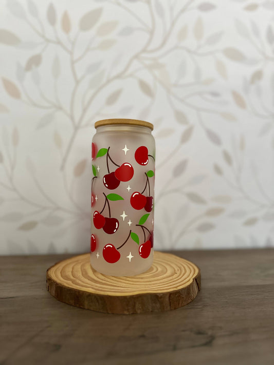Cherry | 20 oz Glass Tumbler with Bamboo Lid & Straw