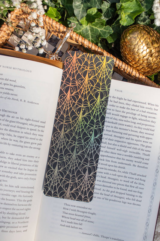 Spooky Spiderweb Nouveau Halloween Foil Bookmark