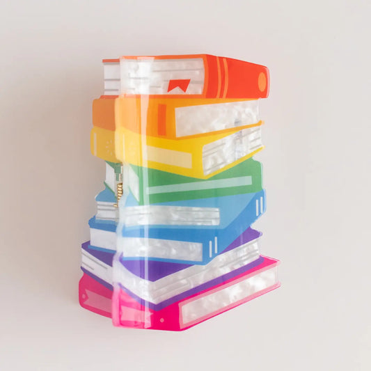 Booked Solid Book Stack Hair Claw For Readers in Rainbow