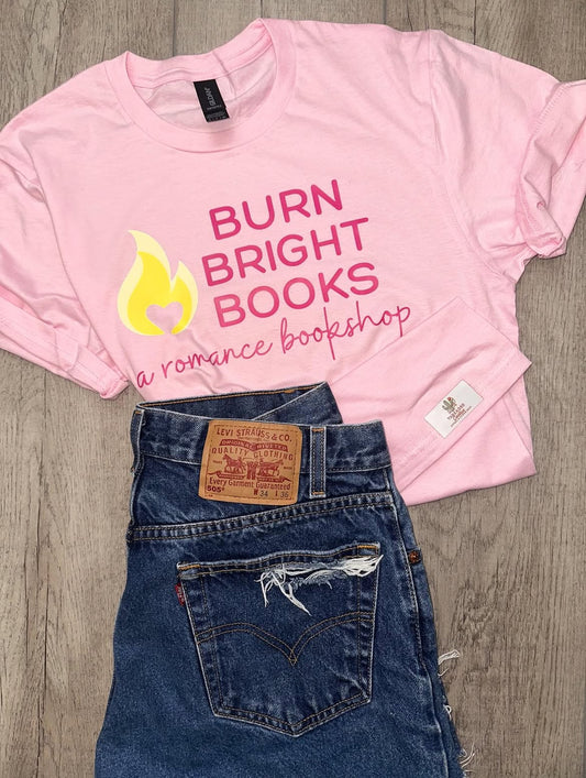Burn Bright Books Pink Crew Neck T-shirt