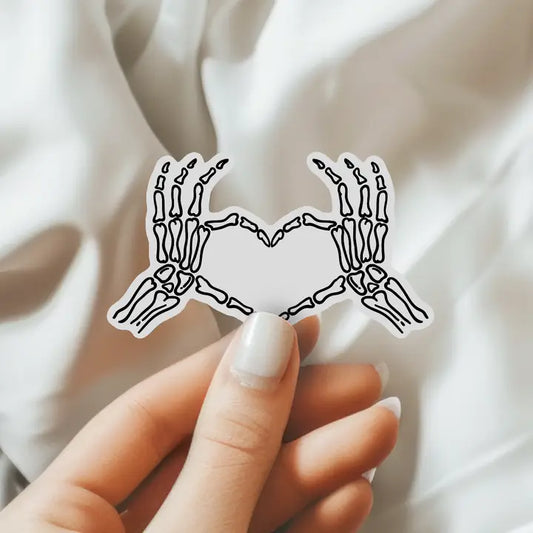 Skeleton Heart Hands Sticker