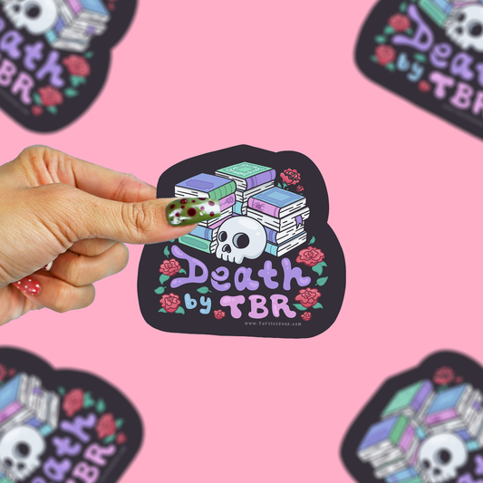 Death by TBR Gothic Fantasy Bookish Skull Vinyl Sticker