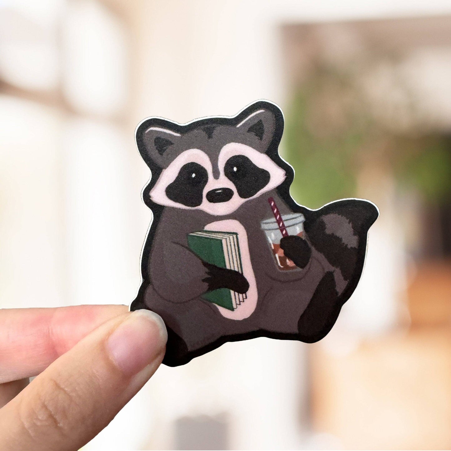 Cute Raccoon Trash Reader Sticker