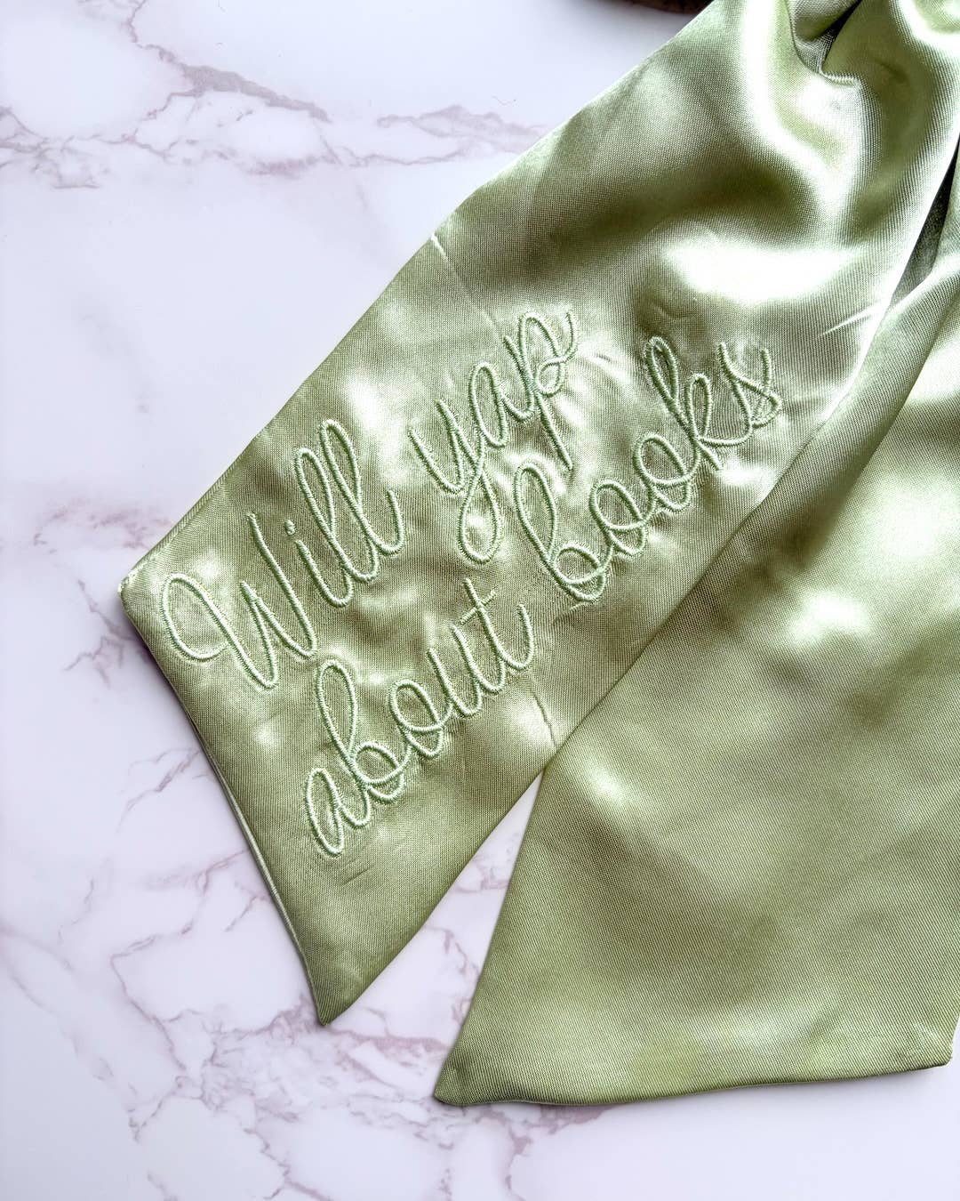 Will Yap About Books Hair Bow Clip | Embroidered Satin Bow