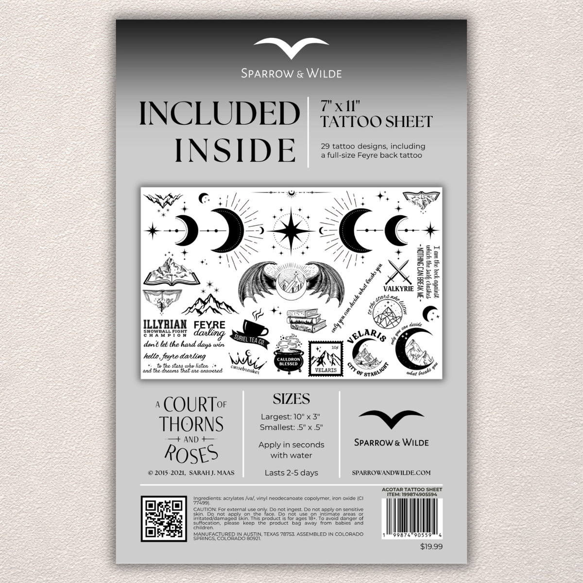 Temporary Tattoo Sheet | ACOTAR